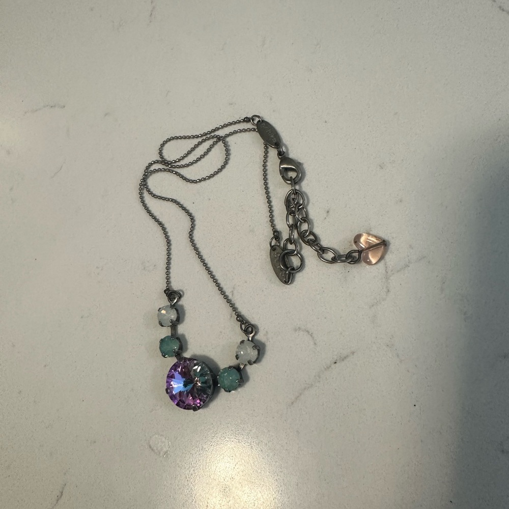 Sabika Purple and Blue Crystal Necklace